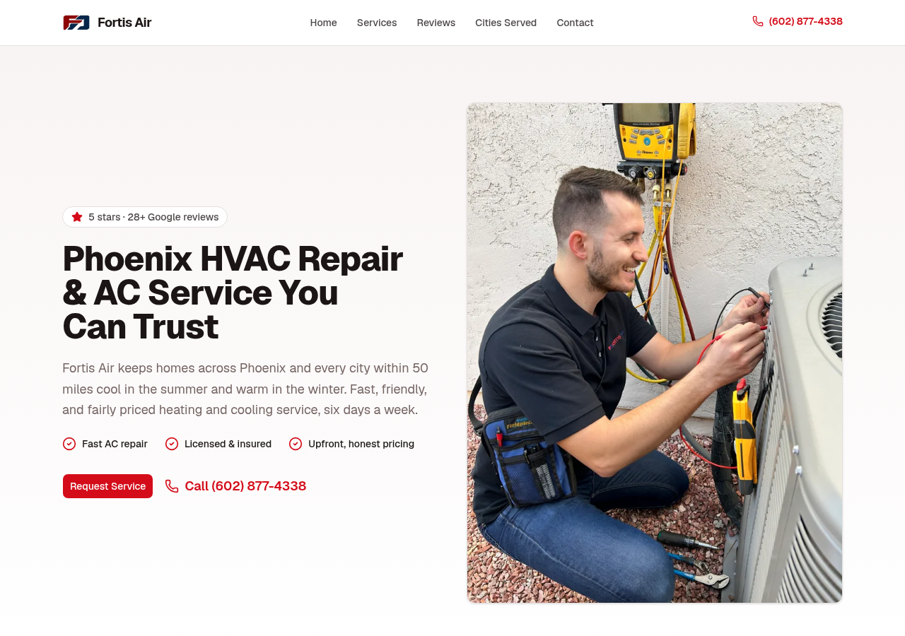 Fortis Air HVAC website screenshot